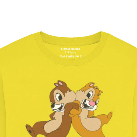 CHIP & DALE JUNIOR BLAZING YELLOW COLOR GIRLS LONG SLEEVE T.SHIRT