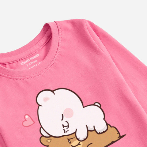 MILK & MOCHA JUNIOR COSMOS PINK COLOR GIRLS LONG SLEEVE T-SHIRT