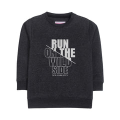 RUN ON THE WILD SIDE CHARCOAL BOYS LONG SLEEVE SWEAT-SHIRT
