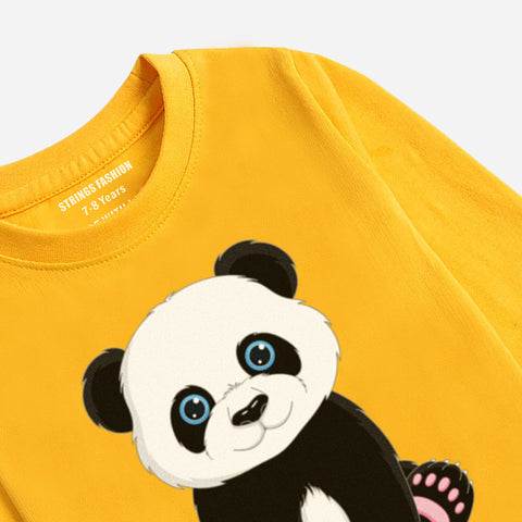 CUTE PANDA JUNIOR BOYS RED COLOR LONG SLEEVE T-SHIRT