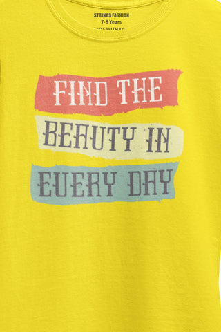 TYPOGRAPHY JUNIOR CANARY YELLOW COLOR GIRLS T.SHIRT