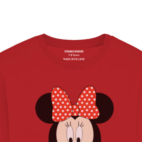 MINNIE JUNIOR FEIRY RED COLOR GIRLS LONG SLEEVE T-SHIRT
