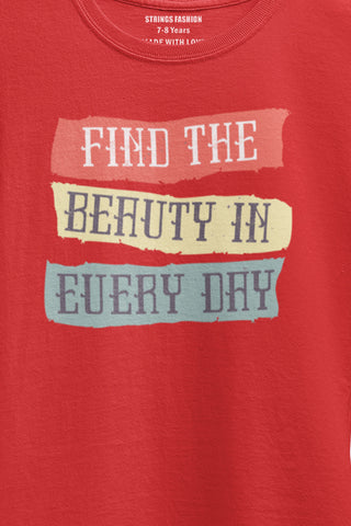 TYPOGRAPHY JUNIOR FIERY RED COLOR GIRLS T.SHIRT