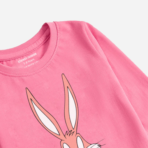BUG BUNNY JUNIOR COSMOS PINK COLOR GIRLS LONG SLEEVE T-SHIRT