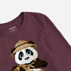 Digital Printed Pirate Panda Junior Boys Long Sleeve T.Shirt