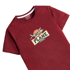 DIGITAL PRINTED PLANE JUNIOR MEHROON COLOR BOYS T.SHIRT