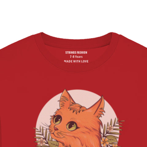 CUTE CAT JUNIOR FEIRY RED COLOR GIRLS LONG SLEEVE T-SHIRT