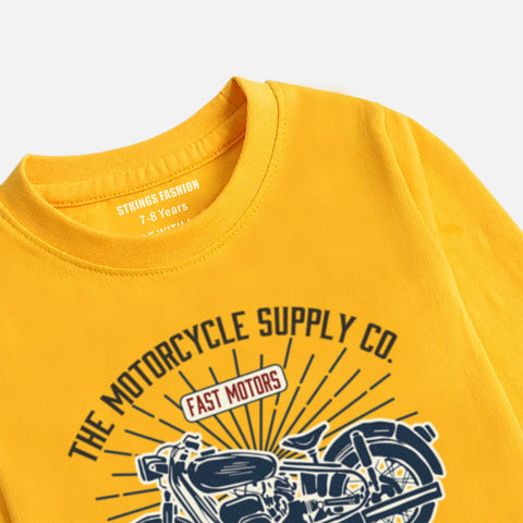 VINTAGE BIKE JUNIOR BOY YELLOW BOYS LONG SLEEVE T-SHIRT