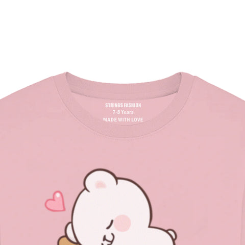 DIGITAL PRINTED MILK & MOCHA JUNIOR TICKLED PINK COLOR GIRLS LONG SLEEVE T.SHIRT