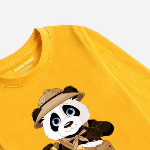 PIRATE PANDA JUNIOR BOYS YELLOW LONG SLEEVE T-SHIRT