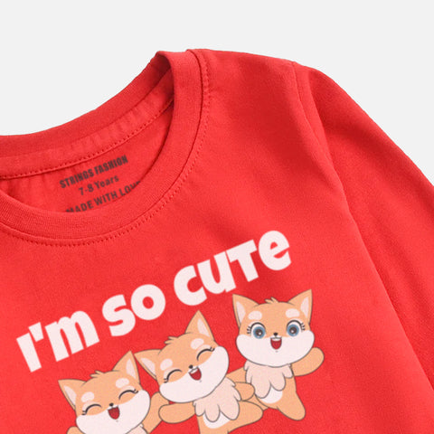 DIGITAL PRINTED I’M CUTE JUNIOR FEISTA COLOR GIRLS LONG SLEEVE T.SHIRT