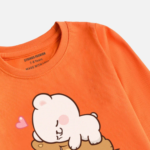Digital Printed Milk & Mocha Junior Girls Long Sleeve T.Shirt