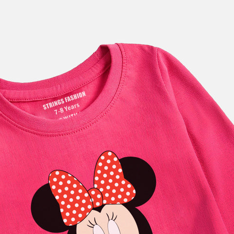 MINNIE JUNIOR PARADISE PINK COLOR GIRLS LONG SLEEVE T-SHIRT