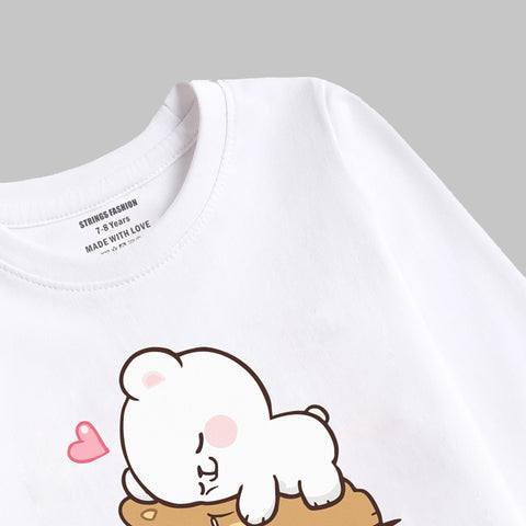 DIGITAL PRINTED MILK & MOCHA JUNIOR SNOW-WHITE COLOR GIRLS LONG SLEEVE T.SHIRT