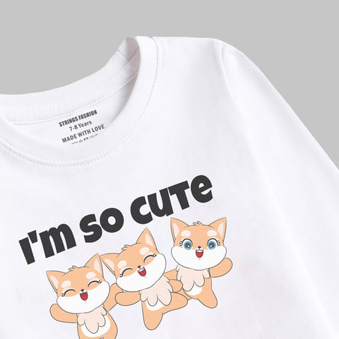 Digital Printed i'm Cute Junior Girls Long Sleeve T.shirt