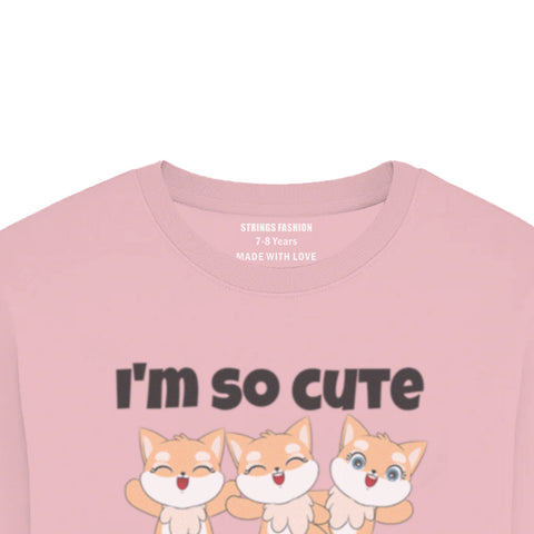 I’M CUTE JUNIOR TICKLED PINK COLOR GIRLS LONG SLEEVE T-SHIRT