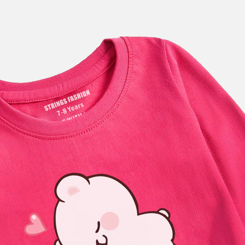 DIGITAL PRINTED MILK & MOCHA JUNIOR PARADISE PINK COLOR GIRLS LONG SLEEVE T.SHIRT