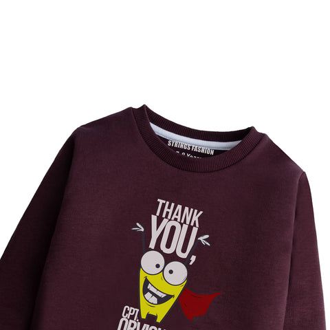 THANK YOU MAROON COLOR BOYS LONG SLEEVE SWEAT-SHIRT