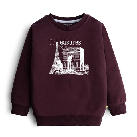 DIGITAL TREASURE PRINTED Maroon Color Boys Long Sleeve Sweat-Shirt
