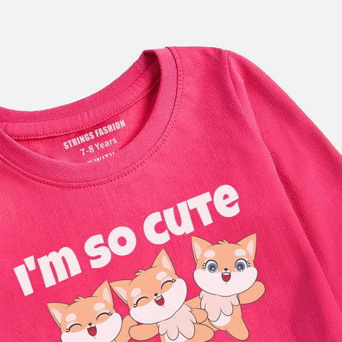 Digital Printed I'm Cute Junior Girls Long Sleeve T.Shirt