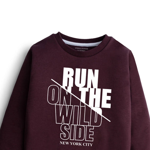 DIGITAL RUN OUT PRINTED Maroon Color Boys Long Sleeve Sweat-Shirt