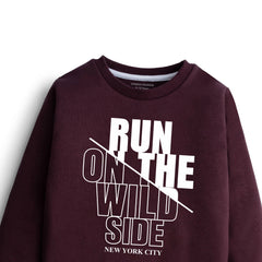 DIGITAL RUN OUT PRINTED Maroon Color Boys Long Sleeve Sweat-Shirt