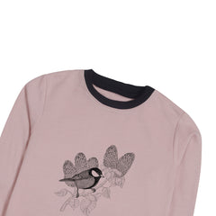 Digital Printed Junior Pink Header Color Girls Long Sleeve Sweat-Shirt