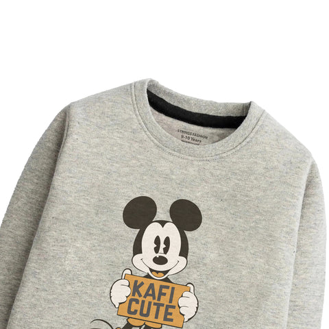 KAFI CUTE JUNIOR GREY HEADER COLOR GIRLS LONG SLEEVE SWEAT-SHIRT