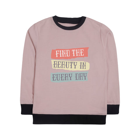 FIND THE BEAUTY JUNIOR PINK HEADER COLOR GIRLS LONG SLEEVE SWEAT-SHIRT