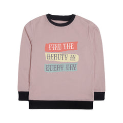 FIND THE BEAUTY JUNIOR PINK HEADER COLOR GIRLS LONG SLEEVE SWEAT-SHIRT
