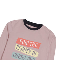 FIND THE BEAUTY JUNIOR PINK HEADER COLOR GIRLS LONG SLEEVE SWEAT-SHIRT