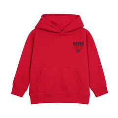 NEVER GIVE UP RED BOYS FLEECE HOODIE