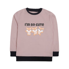 I'M SO CUTE JUNIOR PINK HEADER COLOR GIRLS LONG SLEEVE SWEAT-SHIRT