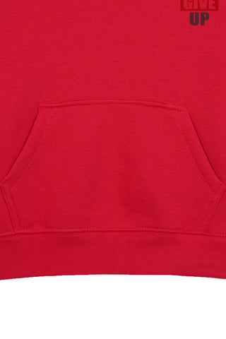 NEVER GIVE UP RED BOYS FLEECE HOODIE