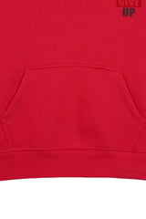 NEVER GIVE UP RED BOYS FLEECE HOODIE