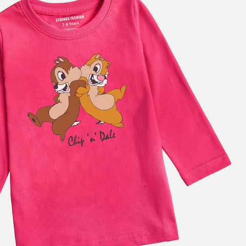 Digital Printed Chip & Dale Junior Girls Long Sleeve T.Shirt