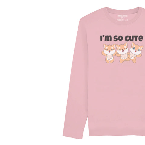 I’M CUTE JUNIOR TICKLED PINK COLOR GIRLS LONG SLEEVE T-SHIRT