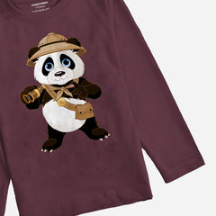 Digital Printed Pirate Panda Junior Boys Long Sleeve T.Shirt