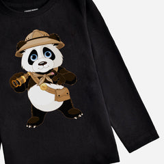 Digital Printed Pirate Panda Junior Boys Long Sleeve T.Shirt