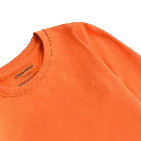 JUNIOR MOCK ORANGE COLOR GIRLS LONG SLEEVE T.SHIRT