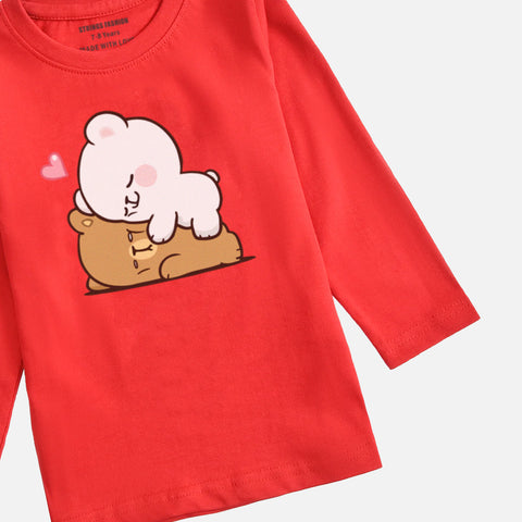DIGITAL PRINTED MILK & MOCHA JUNIOR FEISTA COLOR GIRLS LONG SLEEVE T.SHIRT