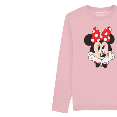DIGITAL PRINTED MINNIE 2 JUNIOR TICKLED PINK COLOR GIRLS LONG SLEEVE T.SHIRT