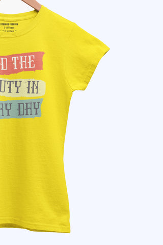 TYPOGRAPHY JUNIOR CANARY YELLOW COLOR GIRLS T.SHIRT