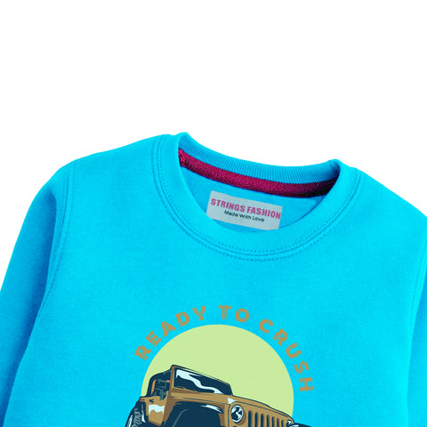 READY TO CRUSH SKY BLUE COLOR BOYS TERYY FABRIC SWEAT-SHIRT