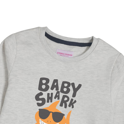 BABY SHARK OATMEAL BOYS LONG SLEEVE SWEAT-SHIRT