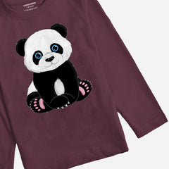 Digital Printed Cute Panda Junior Boys Long Sleeve T.Shirt