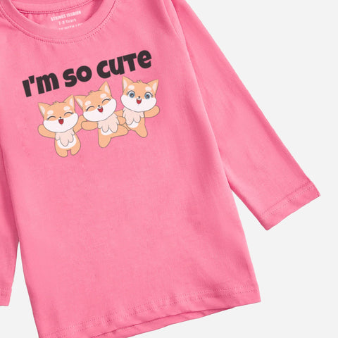 Digital Printed I'm Cute Junior Girls Long Sleeve T.Shirt