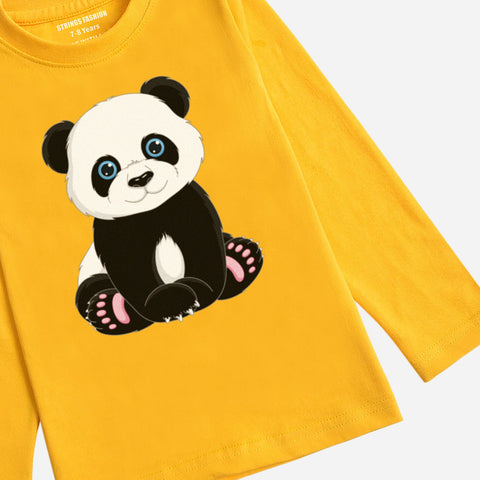CUTE PANDA JUNIOR BOYS RED COLOR LONG SLEEVE T-SHIRT