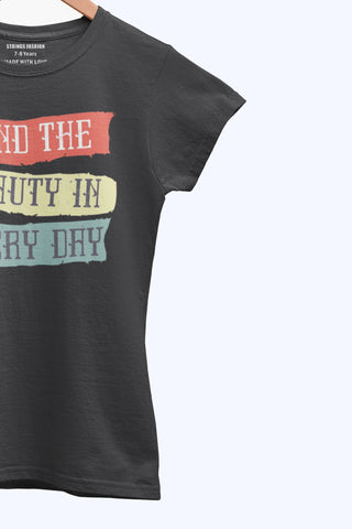 TYPOGRAPHY JUNIOR JET BLACK COLOR GIRLS T.SHIRT