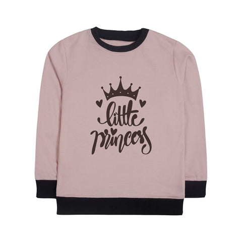 Digital Printed Junior Pink Header Color Girls Long Sleeve Sweat-Shirt